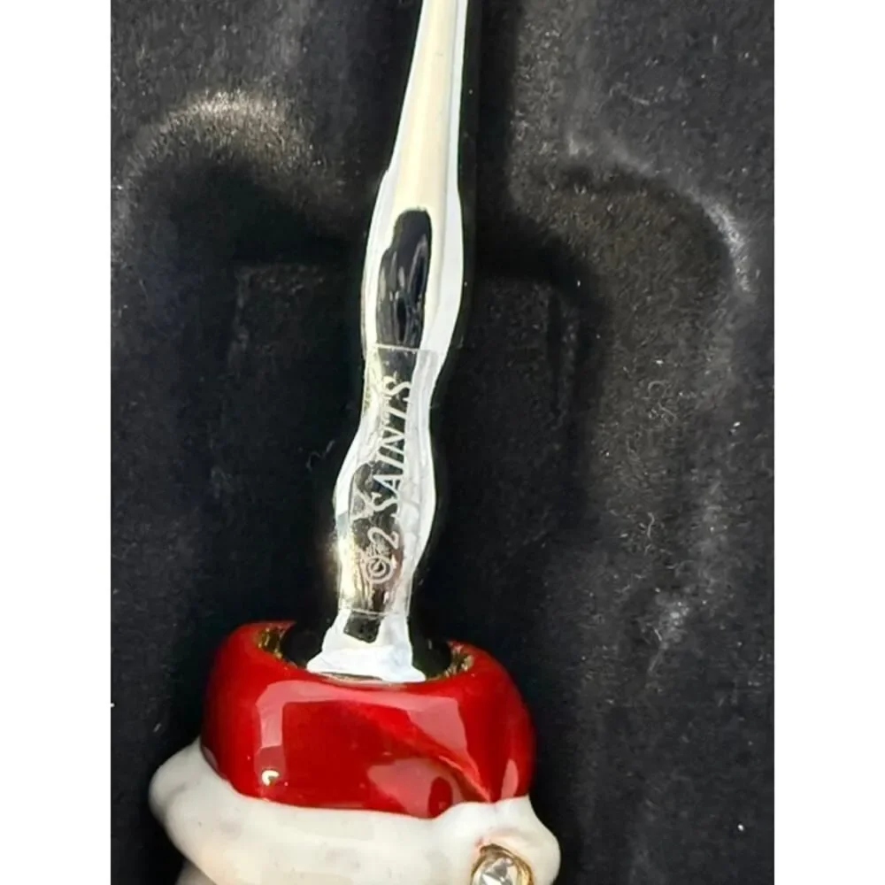 2 Saints Christmas Serving Fork Spoon Set Santa Reindeer 11.5